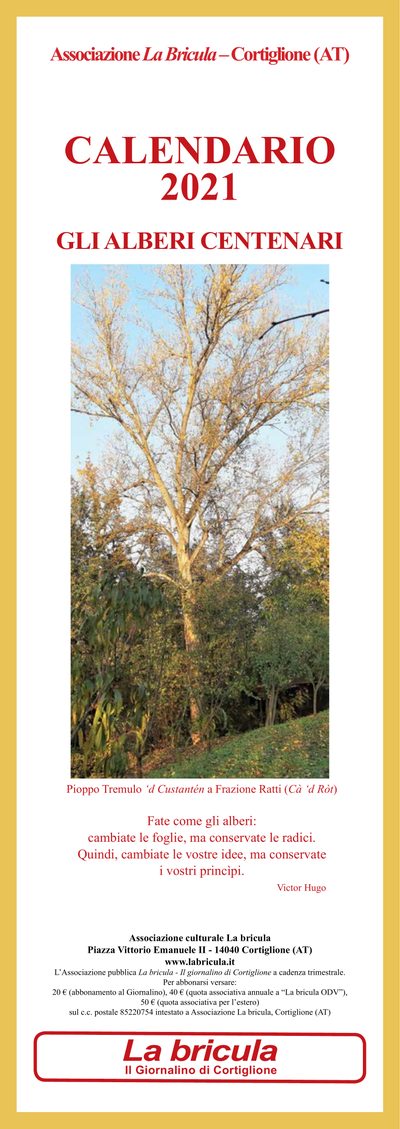 Copertina del calendario 2021: Gli alberi centenari
