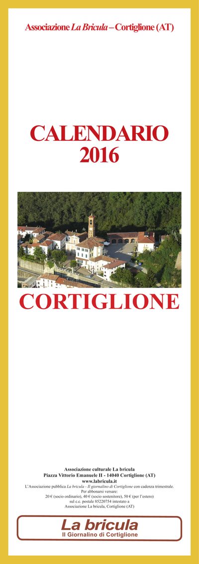 Copertina del calendario 2016: Cortiglione