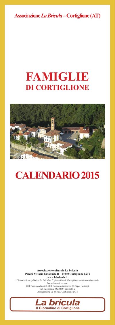Copertina del calendario 2015: Famiglie di Cortiglione