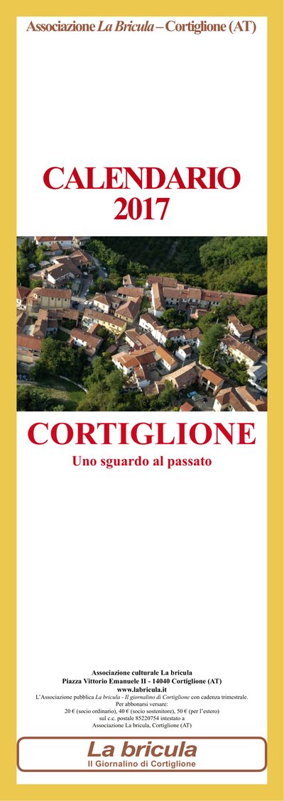 Copertina del calendario 2017: Cortiglione, uno sguardo al passato